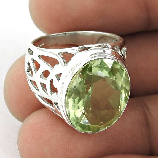Delicate 925 Silver Green Amethyst Ring