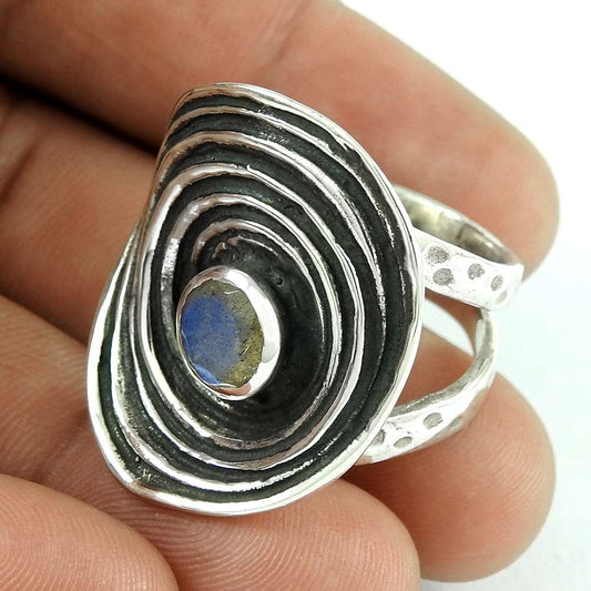 Natural Labradorite Gemstone Woman Gift Ring Size 9 925 Sterling Silver G14