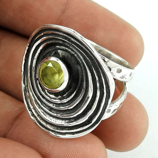 Natural Lemon Topaz Gemstone Cocktail Woman Gift Ring Size 7 925 Silver H14