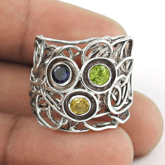 Woman Gift 925 Silver Natural Citrine Cocktail Boho Ring Size 6 A31