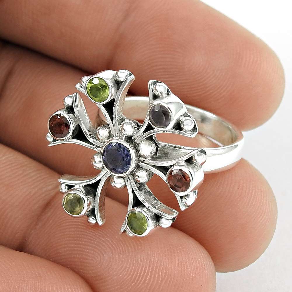 Natural Amethyst Gemstone Statement Ring Size 6.5 925 Silver For Girls B31