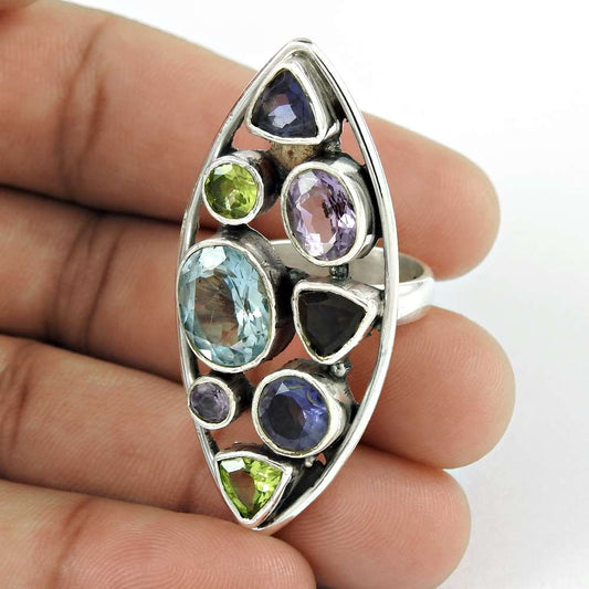 Natural Topaz Gemstone 925 Sterling Silver Woman Gift Ring Size 6 M14