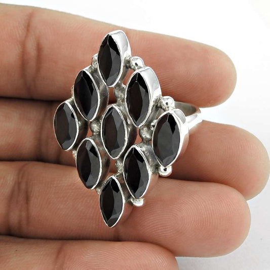 Natural Onyx Gemstone Boho Woman Gift Ring Size 8 925 Sterling Silver N14