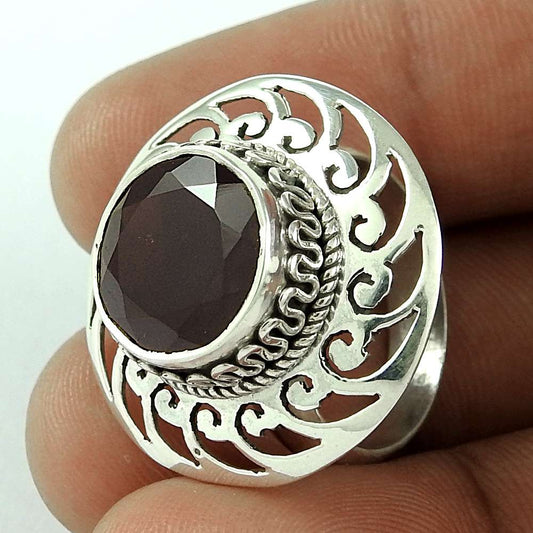 Woman Gift Natural Garnet Gemstone Ring Size 7 925 Sterling Silver F34
