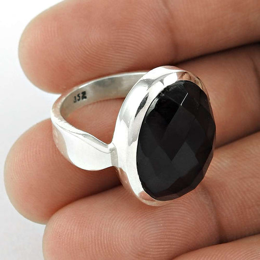 Woman Gift Natural Onyx Gemstone 925 Sterling Silver Ring Size 9 G34