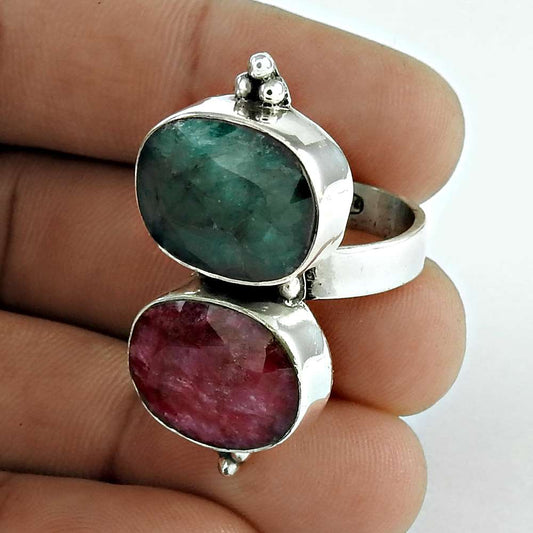 Woman Gift 925 Silver Natural Ruby Gemstone Cocktail Ring Size 7 W31