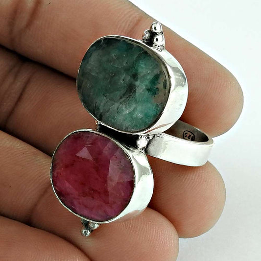 Natural Ruby Gemstone Cocktail Ring Size 7 925 Sterling Silver For Girls X31