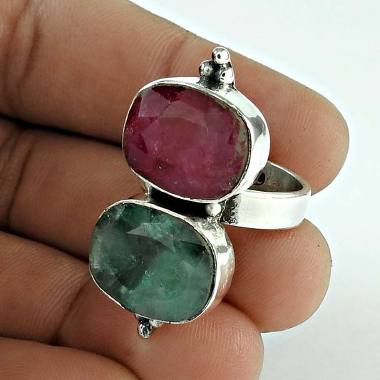 Woman Gift Natural Ruby Gemstone Solitaire Ring Size 7 925 Silver A35
