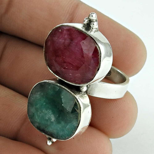 Woman Gift Natural Ruby Gemstone Solitaire Ring Size 7 925 Silver B35