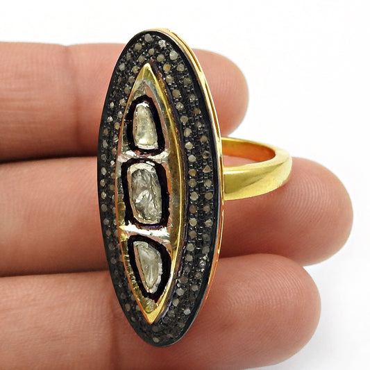 Engagement Ring 925 Sterling Silver Diamond Ring Gold Plated Jewelry