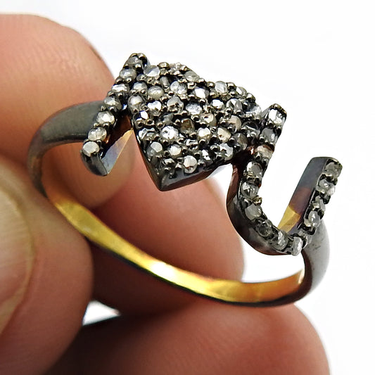Engagement Ring 925 Sterling Silver Diamond Love Ring Black Rhodium Gold Plated Jewelry