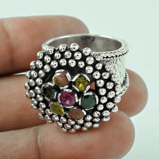 Lovely 925 Silver Multi Gemstone Ring Wholesaler India