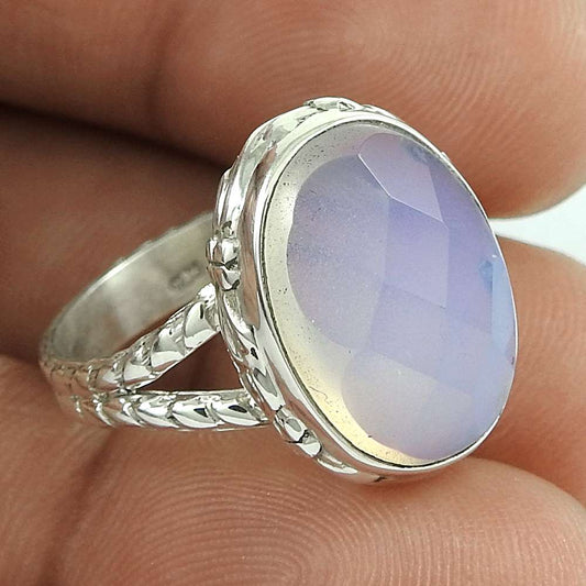 Woman Gift Alex See Fire 925 Silver Solitaire Ethnic Ring Size 7.5 A59