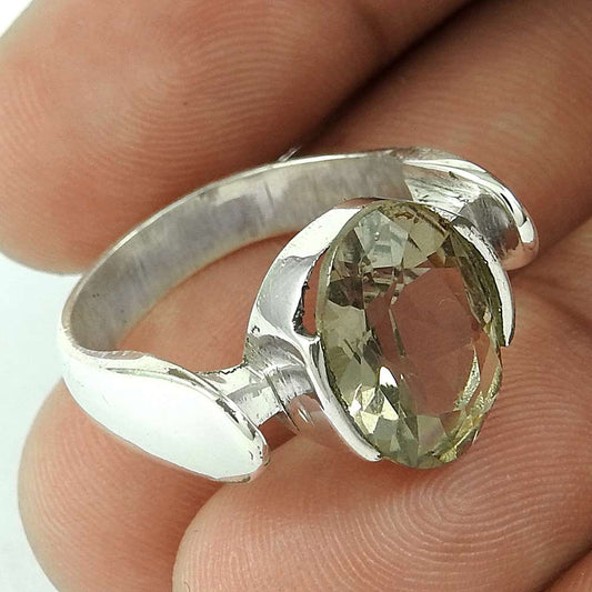 Natural Smoky Quartz Gemstone 925 Silver Ring Size 7.5 Woman Gift Z32