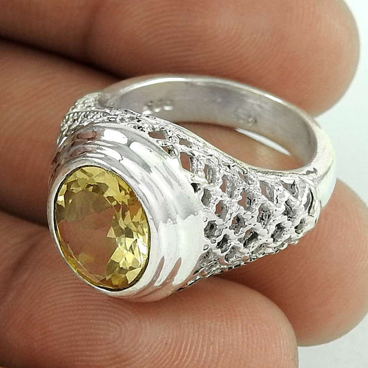 Woman Gift Natural Citrine Gemstone Ring Size 7 925 Sterling Silver G36
