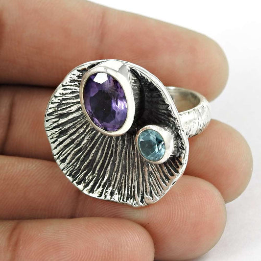 Natural Amethyst Gemstone Woman Gift Ring Size 7 925 Sterling Silver L16