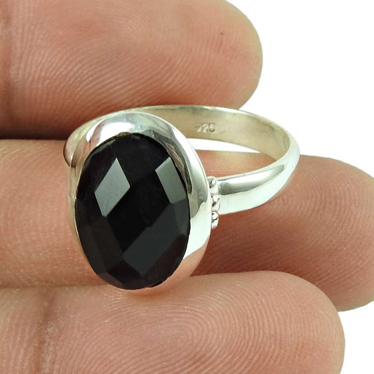 Woman Gift 925 Silver Natural Onyx Statement Vintage Ring Size 9 L60