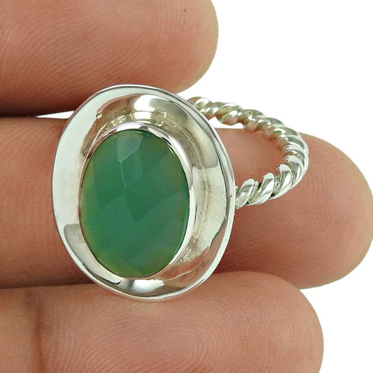 Woman Gift 925 Silver Natural Onyx Solitaire Vintage Ring Size 6.5 X60