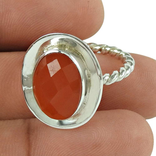 Woman Gift Statement Tribal Ring Size 8 925 Silver Natural Carnelian C61