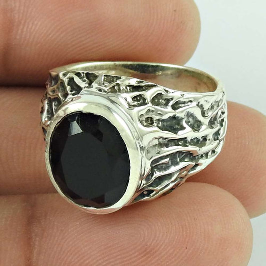 Natural Onyx Gemstone Statement Boho Ring Size 7.5 925 Silver For Girls L33