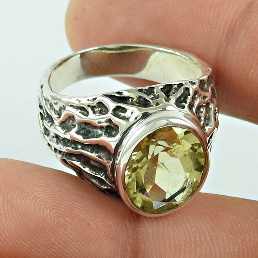 Woman Gift 925 Silver Jewelry Lemon Topaz Gemstone Bohemian Ring Size 8 U83