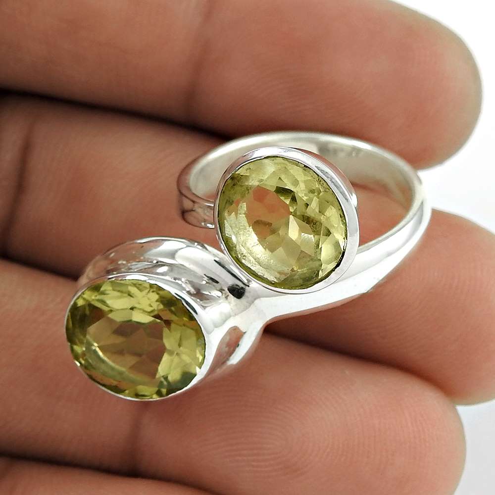 Woman Gift Natural Lemon Topaz Gemstone Statement Ring Size 7 925 Silver F37