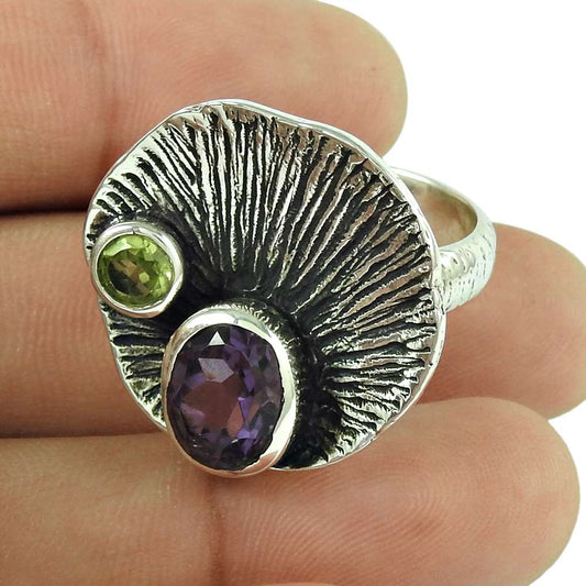 Woman Gift Natural Amethyst Gemstone Statement Ring Size 9 925 Silver I37