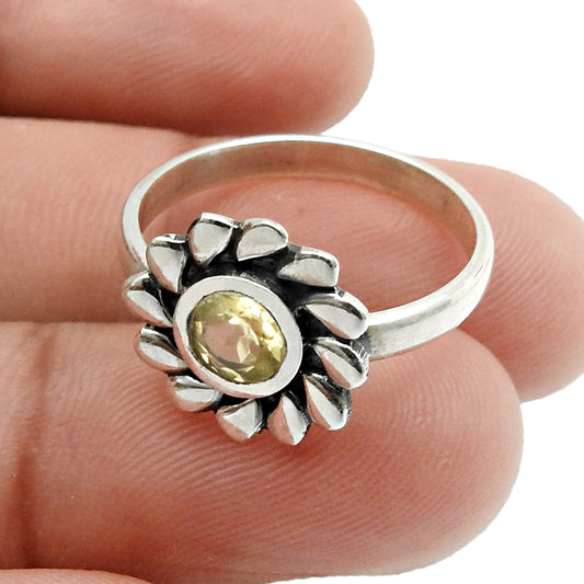 Birthday Gift For Her Natural Citrine Gemstone Cocktail Flower Ring Size 8 925 Silver Q2