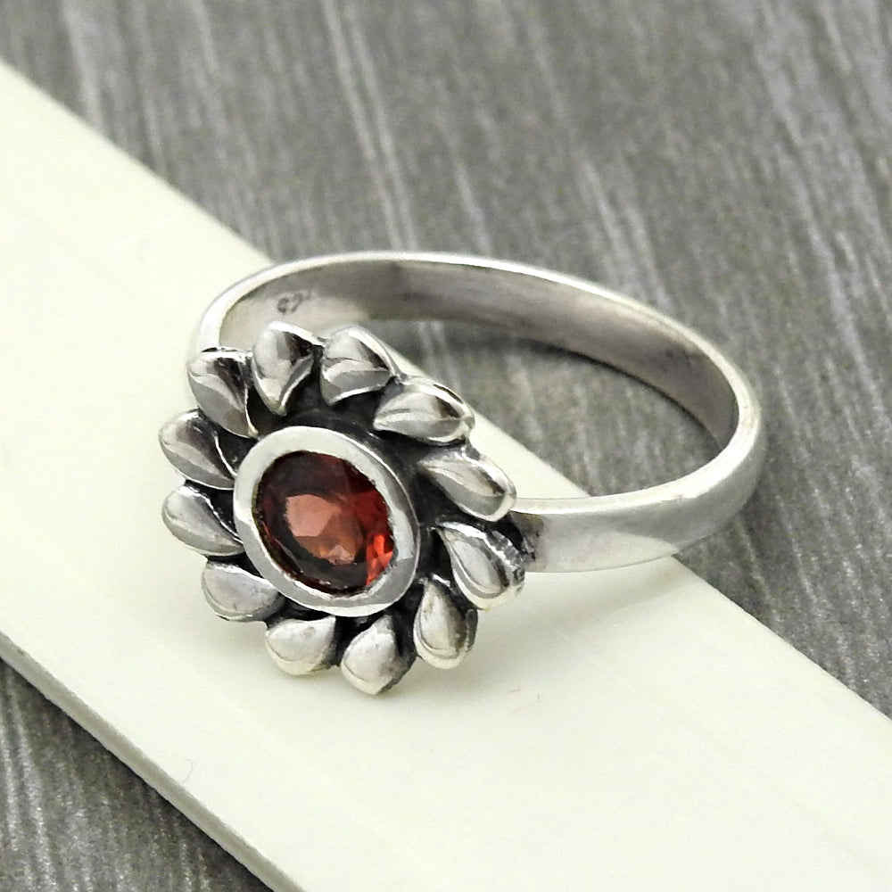 Birthday Gift For Her Natural Citrine Gemstone Cocktail Flower Ring Size 8 925 Silver Q2