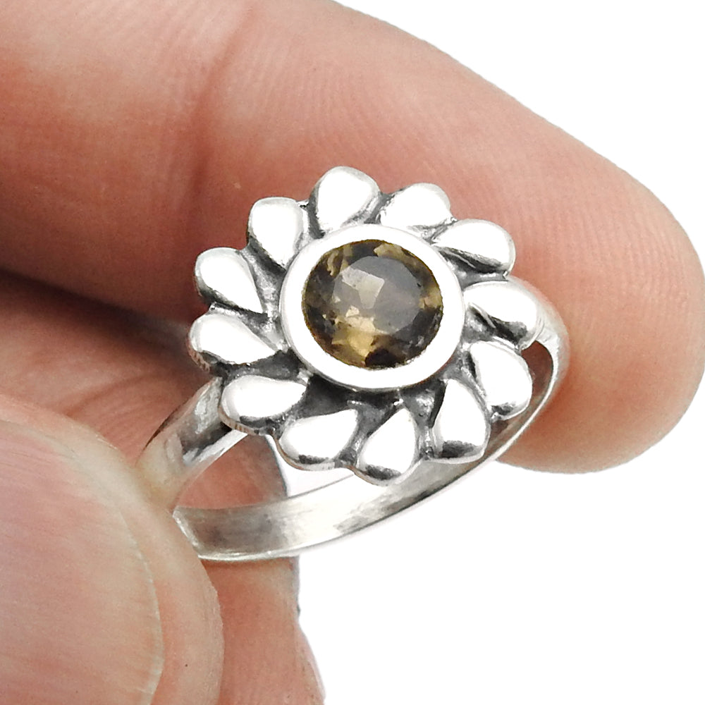 Birthday Gift For Her Natural Citrine Gemstone Cocktail Flower Ring Size 8 925 Silver Q2