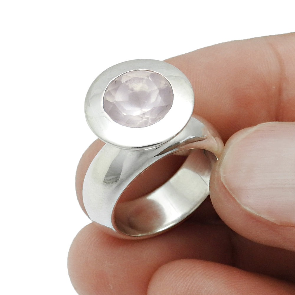 Wedding Gift For Her 925 Silver Natural Chalcedony Gemstone Cocktail Ring Size 7 C20