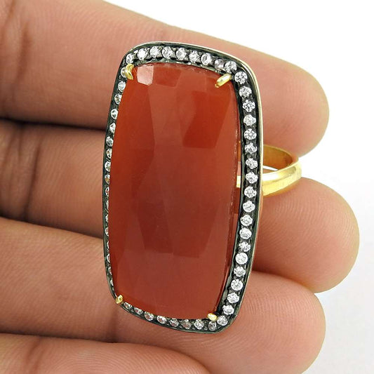Paradise Lantern 925 Silver CarnelianWhite CZ Ring