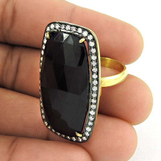 Woman Gift Natural Onyx Gemstone Ring Size 8.5 925 Sterling Silver J39