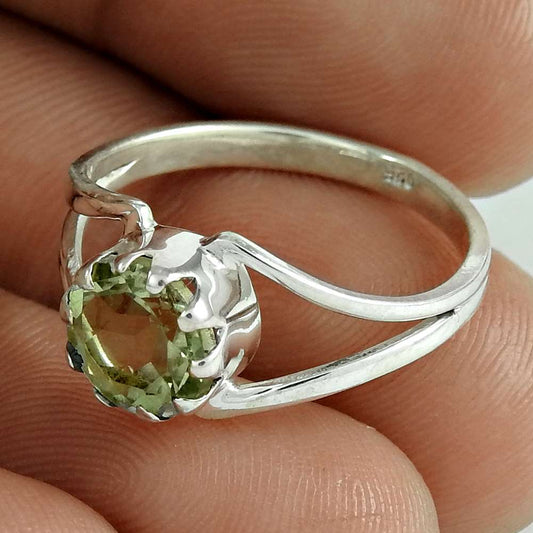 Awesome Style Of 925 Silver Green Amethyst Ring