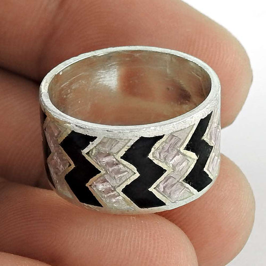 New Faceted 925 Sterling Silver Enamel Ring Supplier India