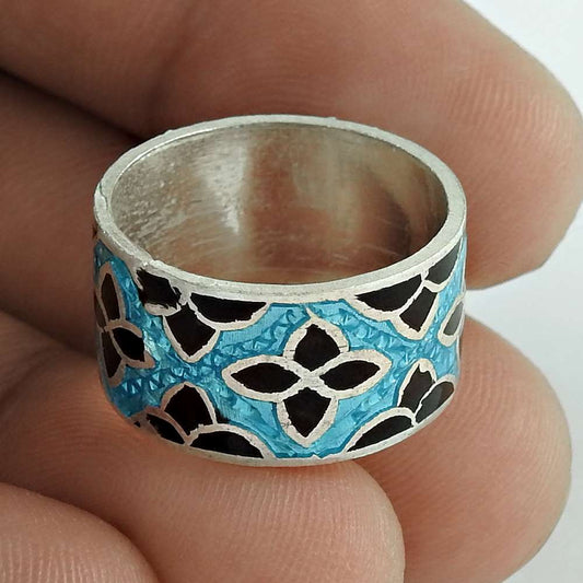 Big Amazing 925 Sterling Silver Enamel Ring