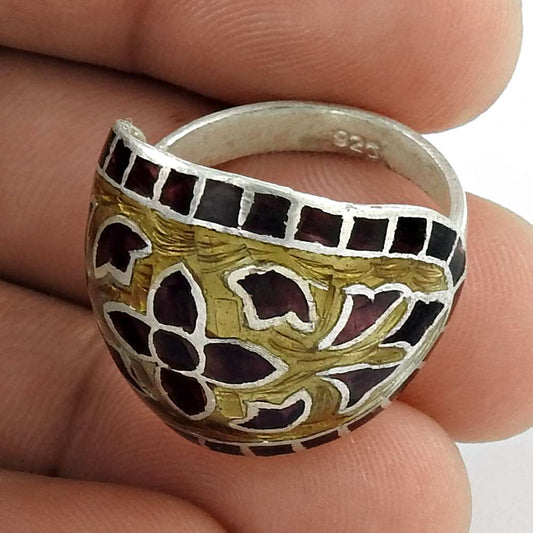 Modern Style 925 Sterling Silver Enamel Ring