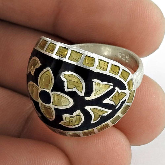 Fine 925 Sterling Silver Enamel Ring