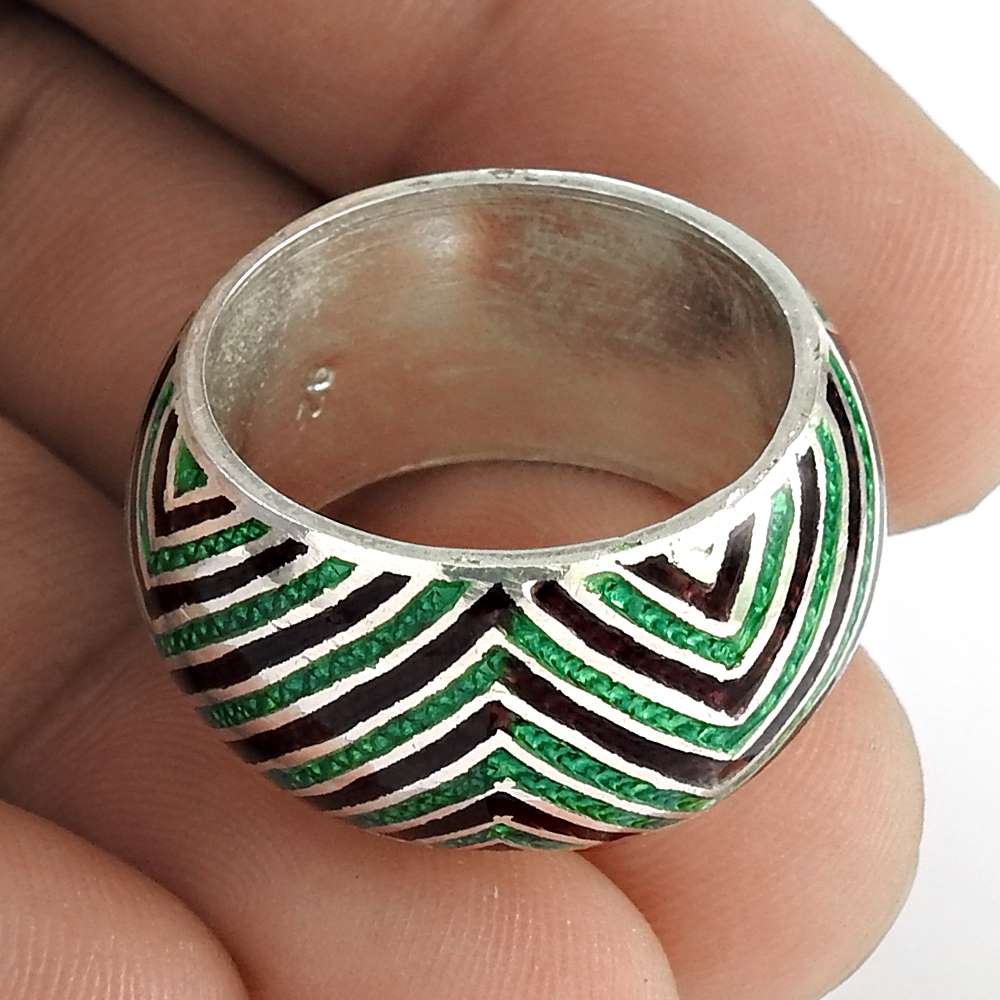 Great 925 Sterling Silver Enamel Ring