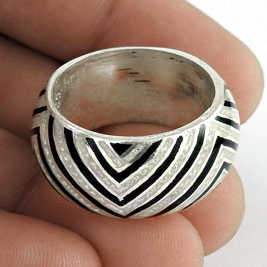 Big Natural Top 925 Sterling Silver Enamel Ring