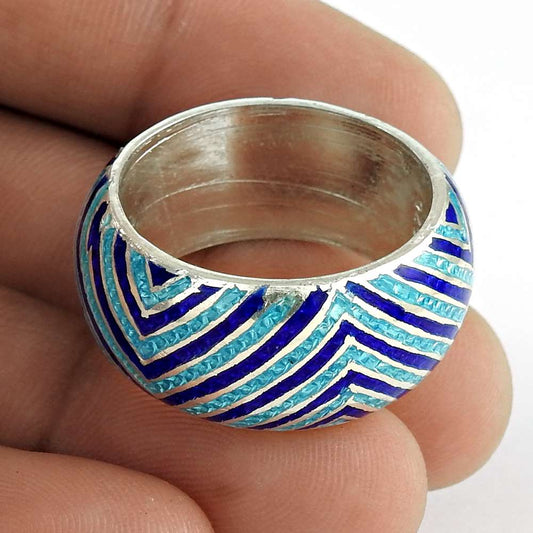 Created 925 Sterling Silver Enamel Ring