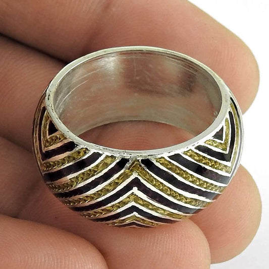 Excellent 925 Sterling Silver Enamel Ring