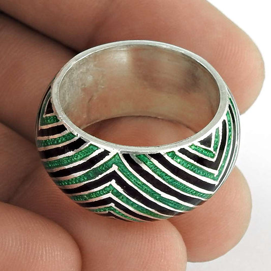 Fine 925 Sterling Silver Enamel Ring