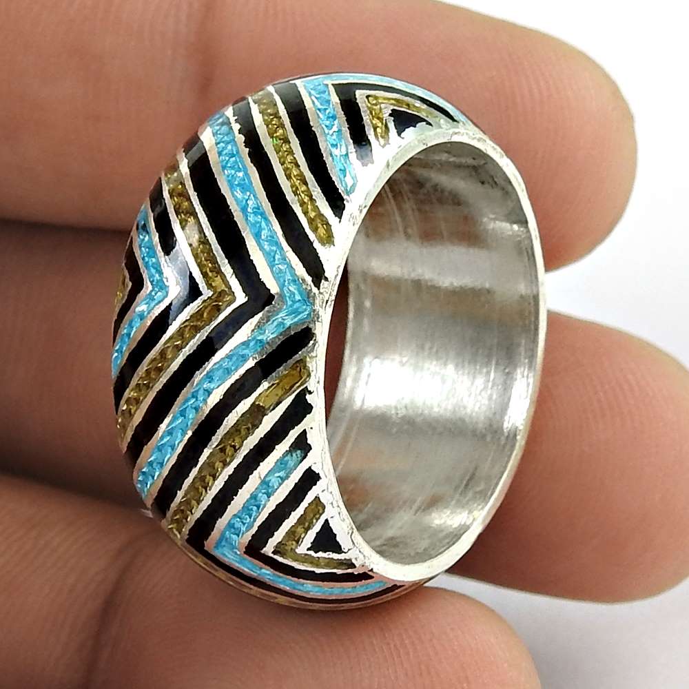 Tropical Glow 925 Sterling Silver Enamel Ring