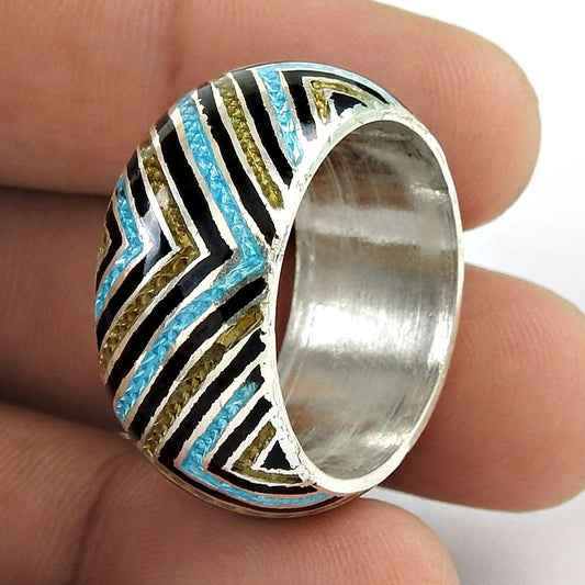 Tropical Glow 925 Sterling Silver Enamel Ring