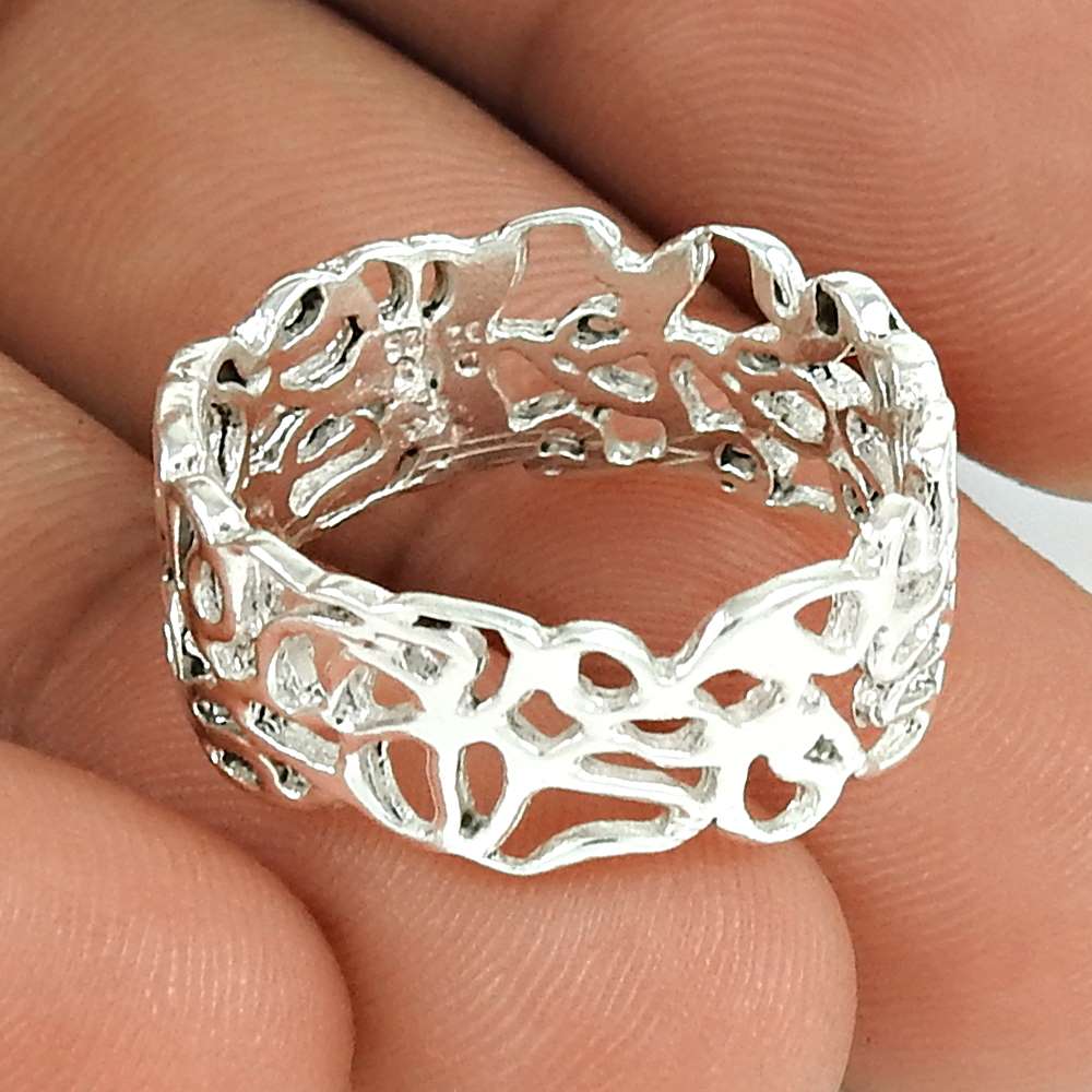 Woman Gift 925 Sterling Silver Ring Size 7 HANDMADE Engagement Band for Q4