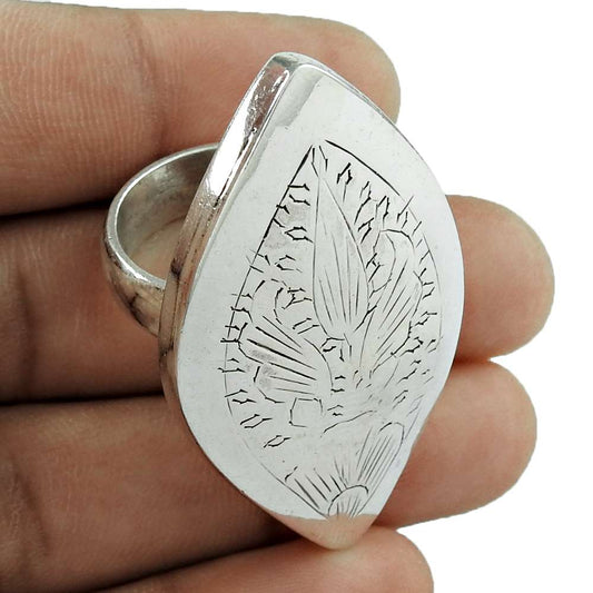 Cocktail Elegent Design Ring Size 8 925 Solid Sterling Silver Jewelry I1