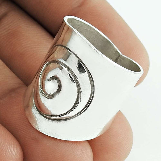 925 Sterling Silver Handcrafted Christmas Gift Jewelry Band Ring Size 8 N1