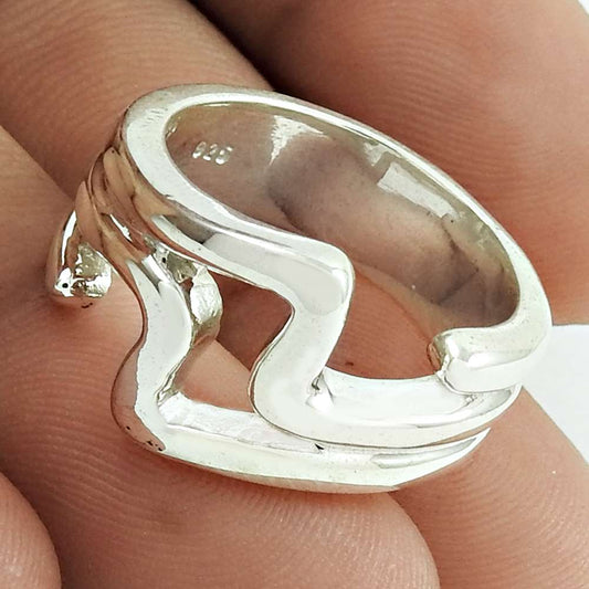 Artisan 925 Solid Sterling Silver Christmas Gift Jewelry Band Ring Size 8 R1