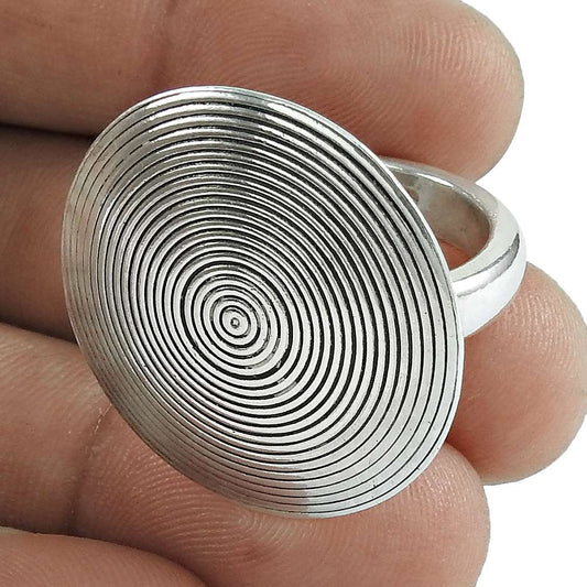 Artisan 925 Solid Sterling Silver Jewelry Cocktail Oxidized Ring Size 6.5 S1